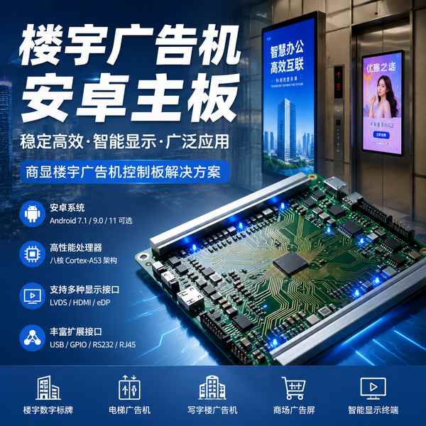 楼宇数字标牌双屏异显主板部署现场 楼宇数字标牌双屏异显主板部署现场 — 楼宇信息发布屏与数字标牌联动运行