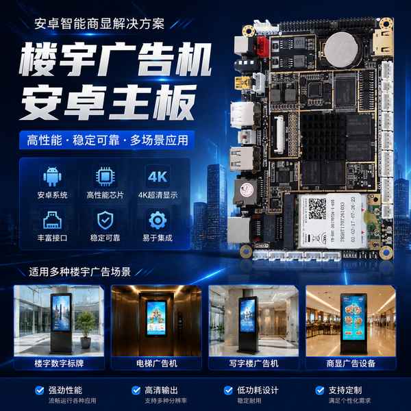 RK3576楼宇广告机主板部署现场 — 楼宇信息发布屏与数字标牌联动运行
