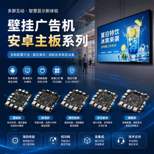 壁挂商显4K播放主板实拍 — 东莞商显渠道在售的工业级安卓控制板卡