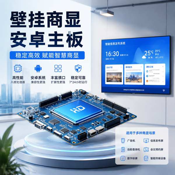 壁挂网络广告机主板实拍 — 银川商显渠道在售的工业级安卓控制板卡
