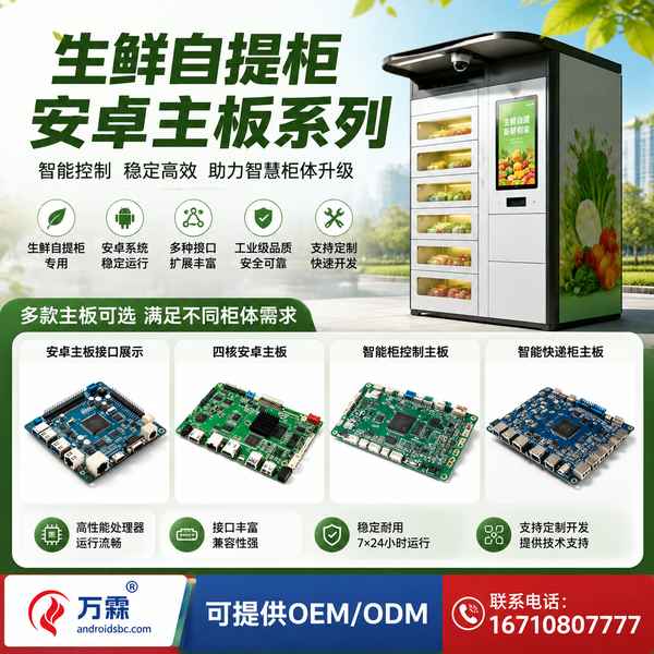 生鲜自提柜远程管理主板实拍 — 深圳生鲜零售渠道在用的工业级安卓控制板卡