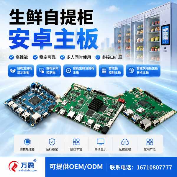 自助生鲜柜信息发布显示主板实拍 — 无锡生鲜零售渠道在用的工业级安卓控制板卡